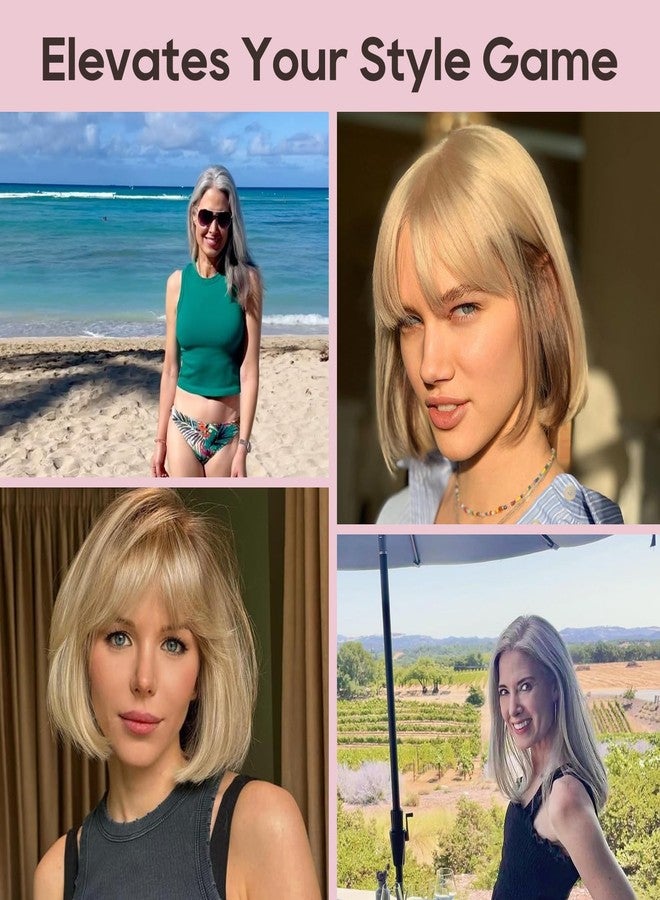 REECHO Hair Toppers for Women Real Human Hair, Seamless Human Hair Toppers with Bangs, 360° 3D Cover Clip in Bangs Hair Extensions for Daily Wear, Medium Brown with Highlights - Image 5